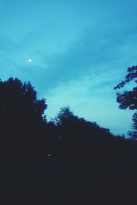 Silhouette of trees against sky at dusk