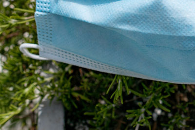 High angle view of bench on field