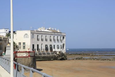 View of sea against clear blue sky