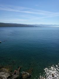 Scenic view of sea against cloudy sky