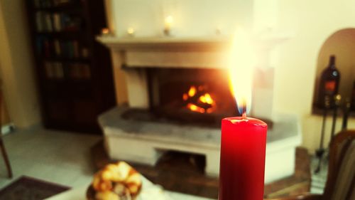 Close-up of lit candle