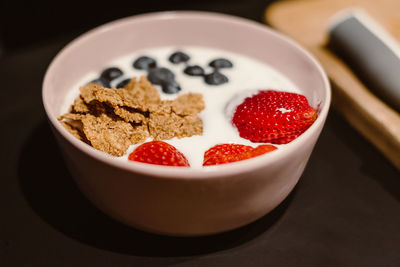 High angle view of breakfast served in bowl