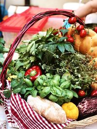 Close-up of food in basket on table