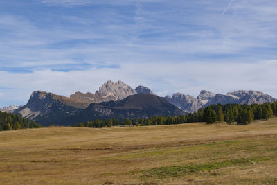 Scenic view of landscape and mountains against sky