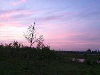Scenic view of landscape against sky at sunset