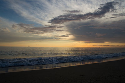 Scenic view of sea at sunset