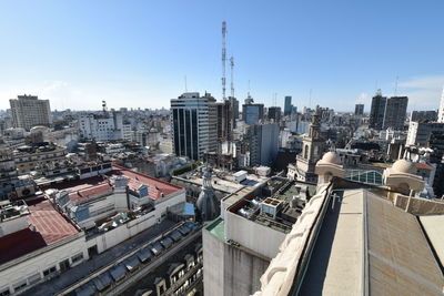 Cityscape against clear sky