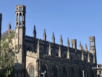 Low angle view of historical building against clear sky