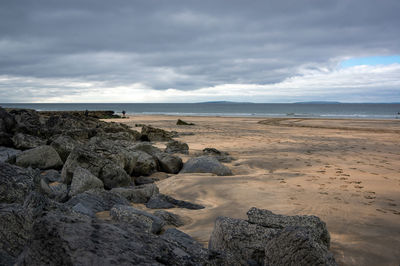 Scenic view of beach against sky