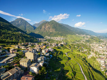 High angle view of townscape against sky