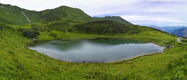 Scenic view of lake and mountains