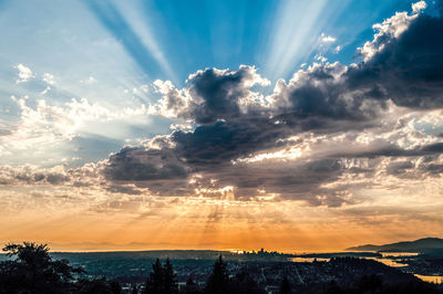 Scenic view of silhouette mountains against sky during sunset