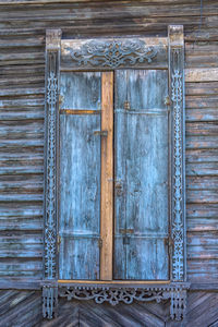 Closed door of old building