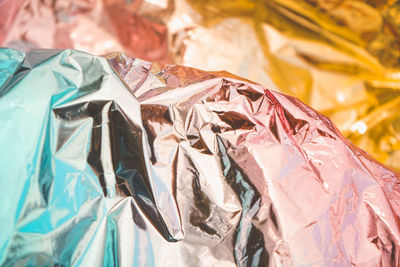 Close-up of crumpled foil