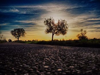 Empty road at sunset