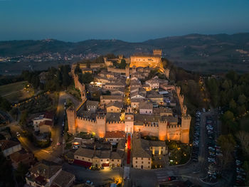 High angle view of townscape against sky