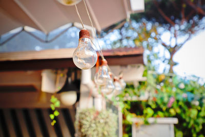 Low angle view of light bulb