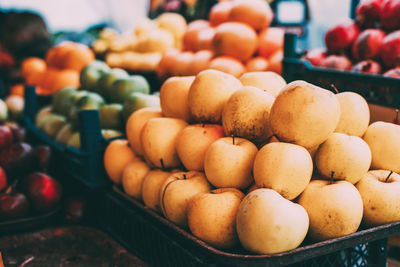 Close-up of fruits for sale at market stall