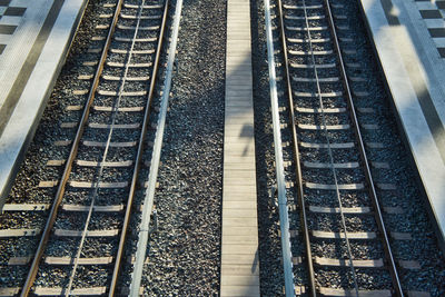 High angle view of railroad station platform