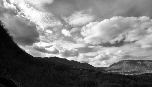 Low angle view of mountains against sky