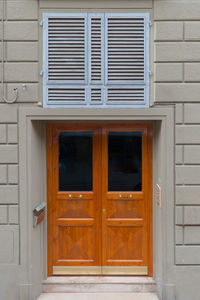 Closed door of building