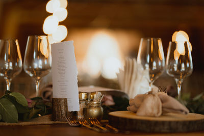 Tea light candles on table