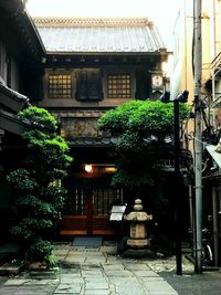 Potted plants outside building