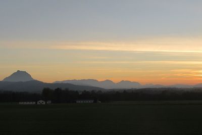 Scenic view of landscape against sky during sunset