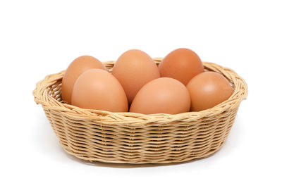 Close-up of eggs in basket