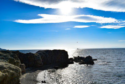 Rocks in sea against sky