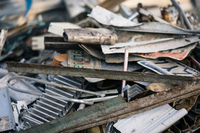 Close-up of scrap equipment