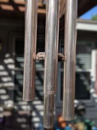 Close-up of rusty metal on building