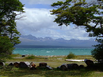 Scenic view of lake against sky