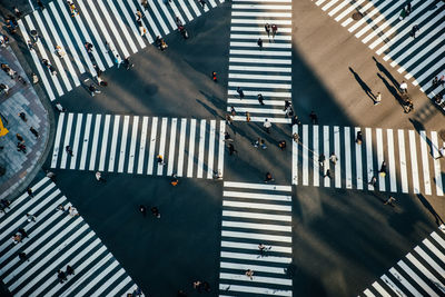 High angle view of crossing road