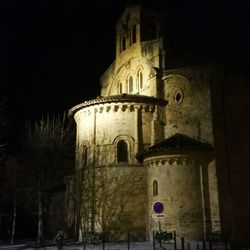 Low angle view of illuminated building