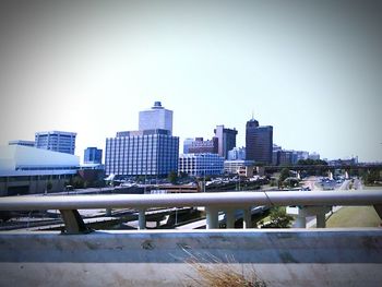 Buildings against clear sky