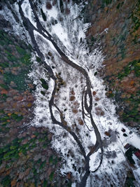 High angle view of snow on mountain