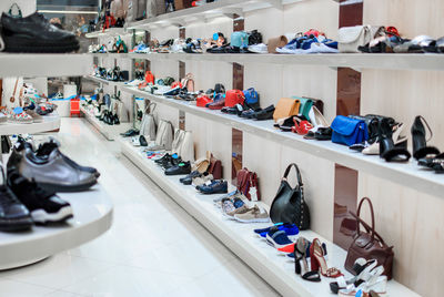 Shoes for sale at market stall