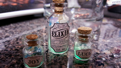 Close-up of glass of jar on table