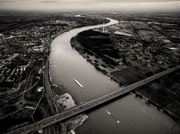 High angle view of bridge over river in city