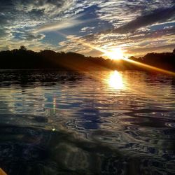 Scenic view of lake at sunset