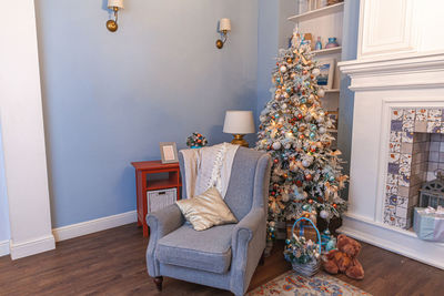 Christmas tree on floor at home