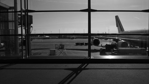 View of airplane through the window