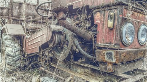 Close-up of abandoned truck
