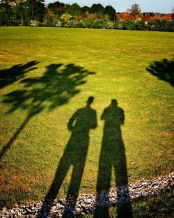 Shadow of people on field