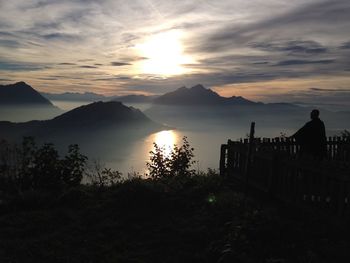 Scenic view of mountains at sunset