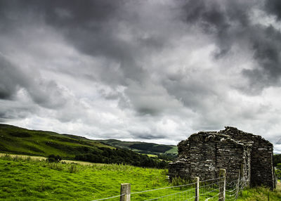 Scenic view of landscape against cloudy sky