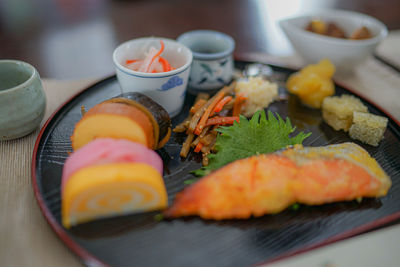 Close-up of food in plate on table