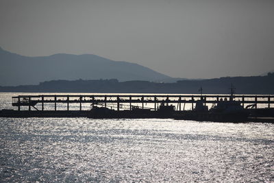 Scenic view of lake against clear sky