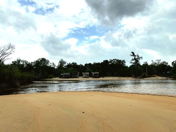 Scenic view of beach against sky